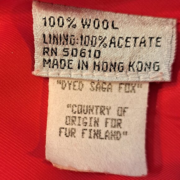 Nolan Miller Elegant Core Red Wool Suit - Black Fox Cuffs &Collar - Size 8 VTG - Picture 8 of 9